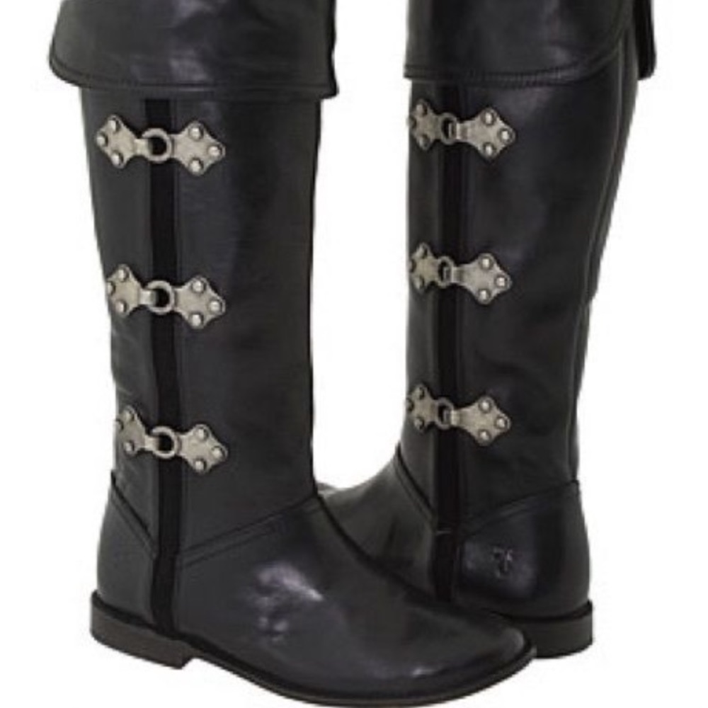 Frye Paige Clovertab vintage Boots Slip On cosplay Buckle tall Size 6 1/2 pirate